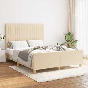 Rám postele bez matrace krémový 140 x 190 cm textil - obrázek 1