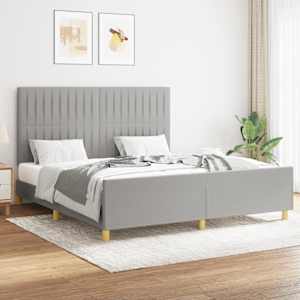 Rám postele bez matrace světle šedý 160 x 200 cm textil - obrázek 1