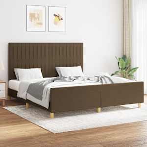 Rám postele bez matrace tmavě hnědý 160 x 200 cm textil - obrázek 1