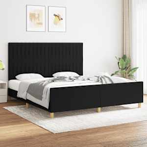 Posteljni okvir brez vzmetnice črn 180x200 cm blago