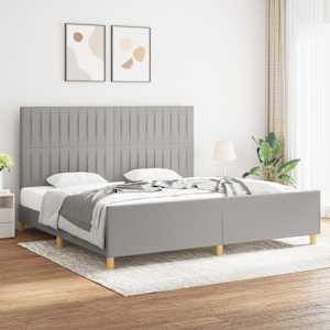 Rám postele bez matrace světle šedý 200 x 200 cm textil - obrázek 1