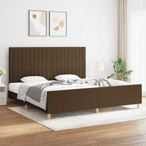 Posteljni okvir brez vzmetnice temno rjav 200x200 cm blago