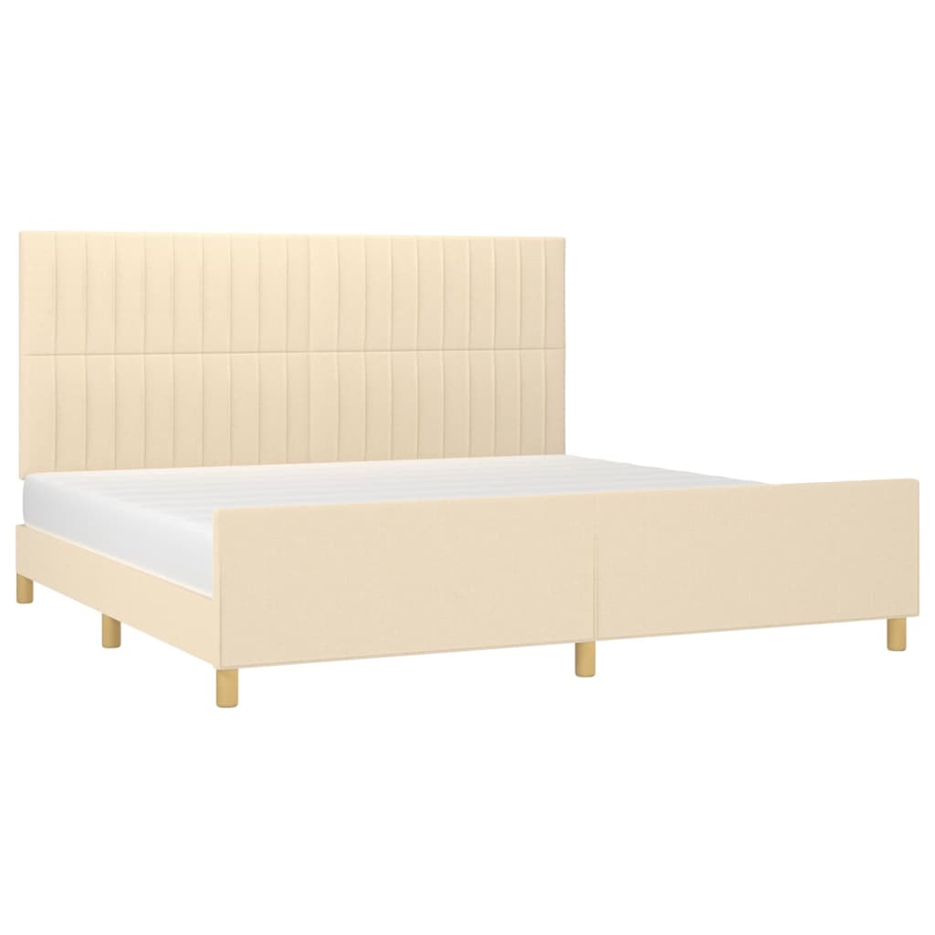 vidaXL Bedframe zonder matras stof crèmekleurig 200x200 cm afbeelding