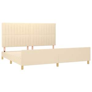 Rám postele bez matrace krémový 200 x 200 cm textil - obrázek 4