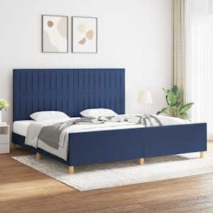 Rám postele bez matrace modrý 200 x 200 cm textil - obrázek 1