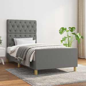 Posteljni okvir brez vzmetnice temno siv 80x200 cm blago