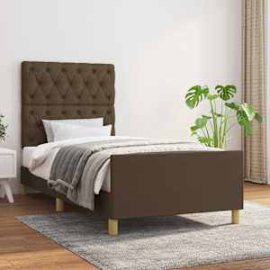 Rám postele bez matrace tmavě hnědá 80 x 200 cm textil - obrázek 1
