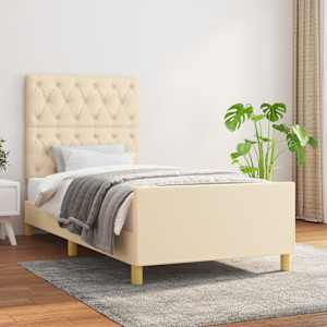 Rám postele bez matrací krémově 80x200 cm textil - obrázek 1