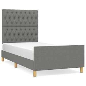Rám postele bez matrace tmavě šedá 90 x 190 cm textil - obrázek 2