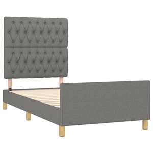 Rám postele bez matrace tmavě šedá 90 x 190 cm textil - obrázek 4