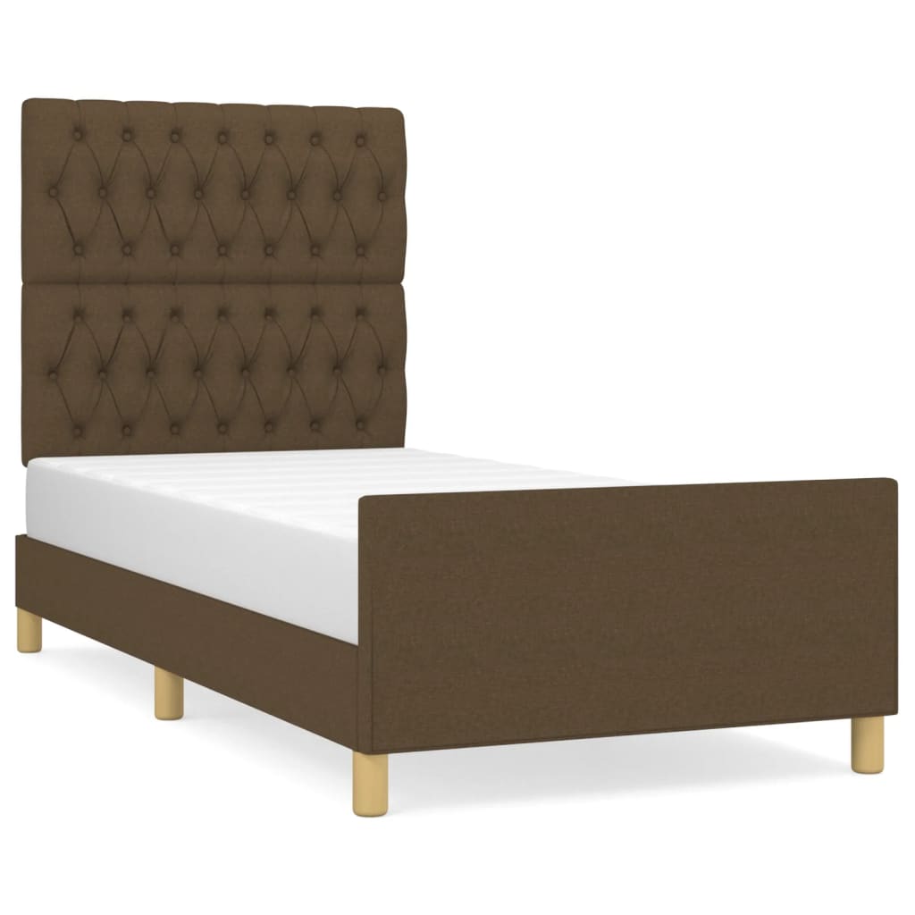 vidaXL Rám postele bez matrace tmavě hnědá 90 x 190 cm textil
