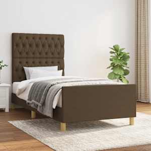 Posteljni okvir brez vzmetnice temno rjav 90x190 cm blago