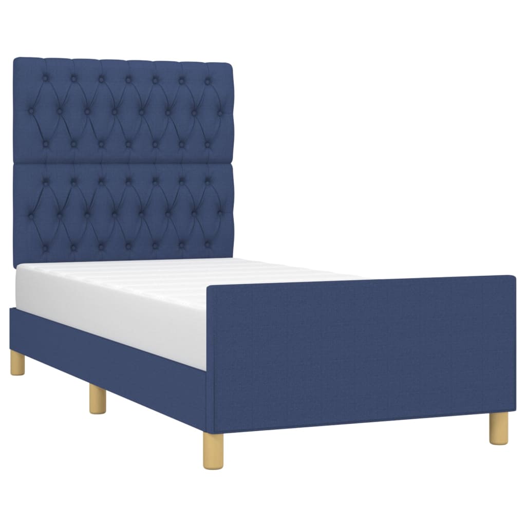 vidaXL Bedframe zonder matras 90x190 cm stof blauw afbeelding