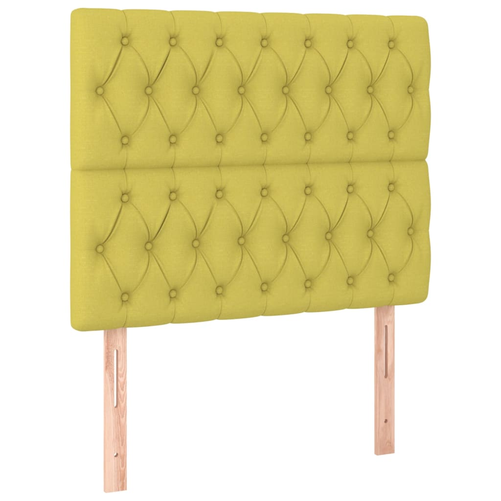 Cadru de pat cu tăblie, verde, 90x190 cm, textil