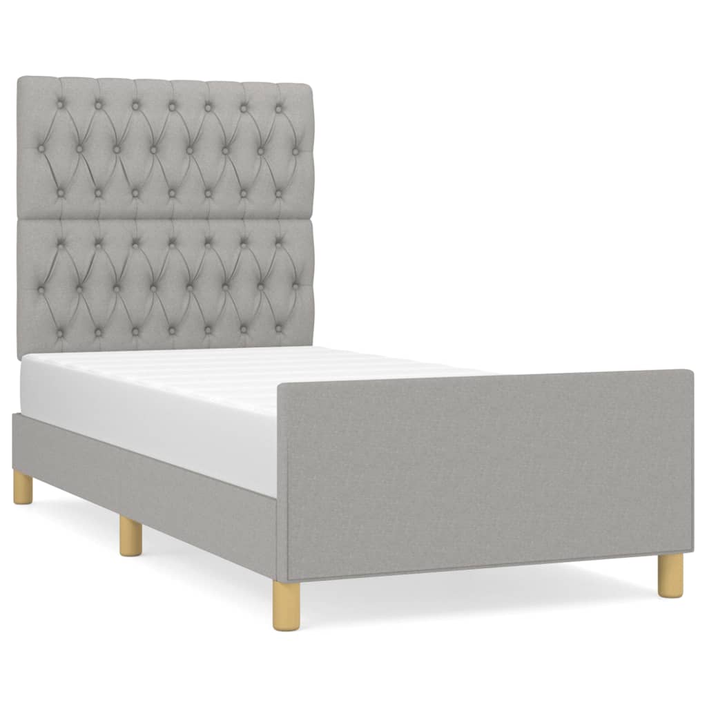 vidaXL Rám postele bez matrace světle šedý 90 x 200 cm textil
