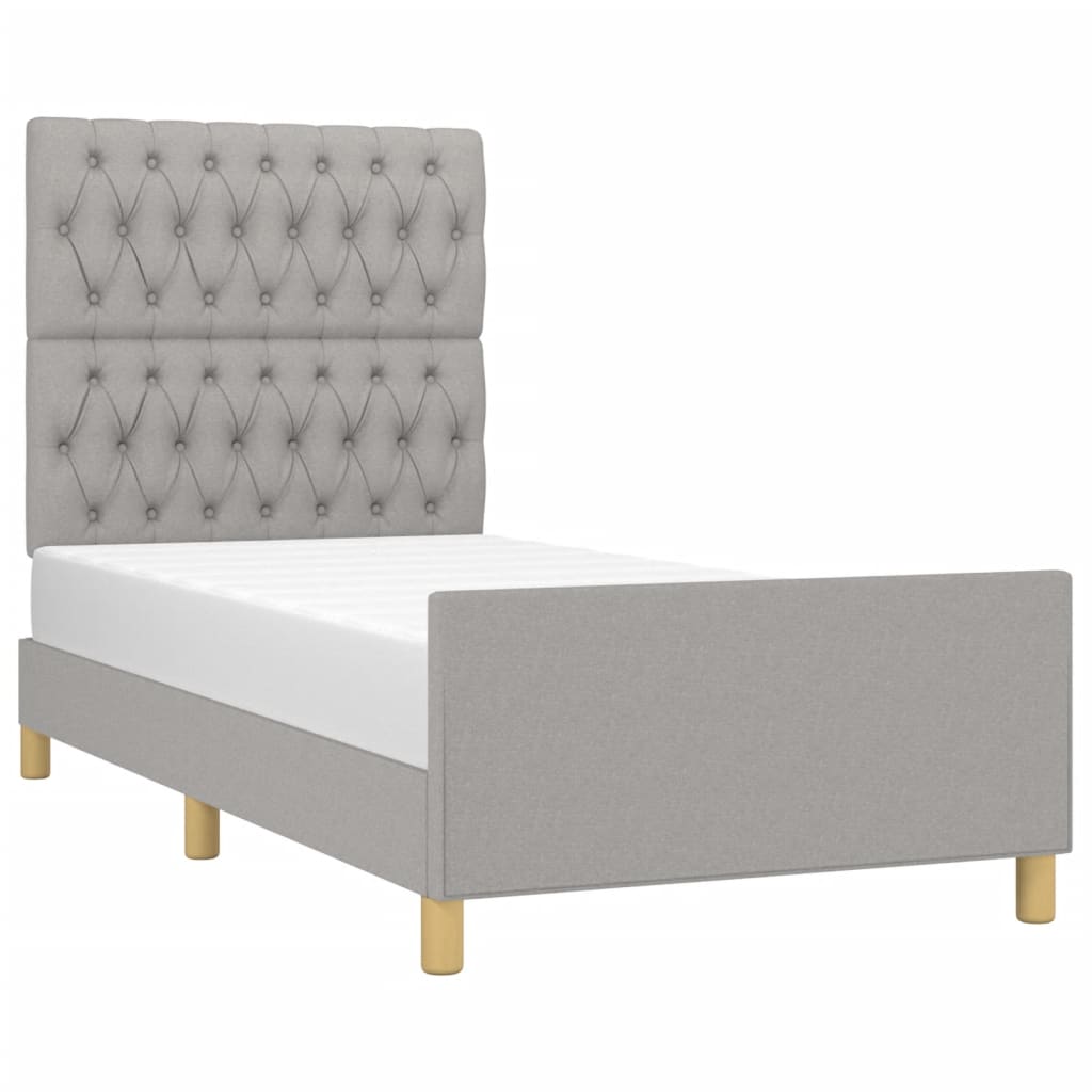 vidaXL Bedframe zonder matras 90x200 cm stof lichtgrijs afbeelding
