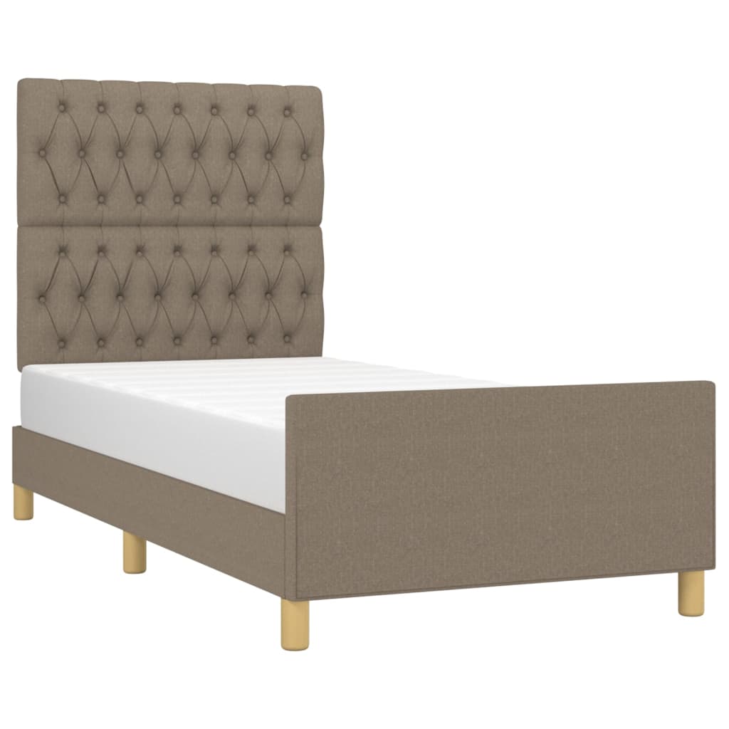 vidaXL Bedframe zonder matras 90x200 cm stof taupe afbeelding