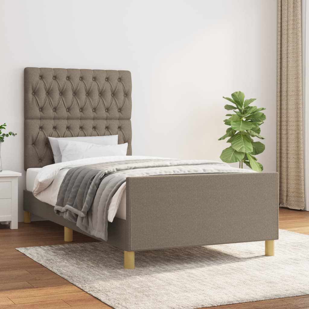 vidaXL Cadru de pat fără saltea Taupe 90x200 cm țesătură