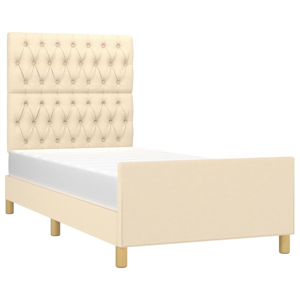 vidaXL Bedframe zonder matras 90x200 cm stof crèmekleurig afbeelding