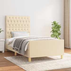 posteljni okvir brez vzmetnice Cream 90x200 cm Tkanina