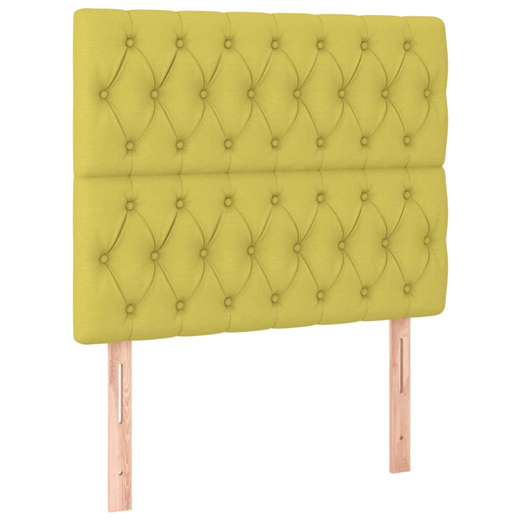 zöld szövet ágykeret fejtámlával 90 x 200 cm