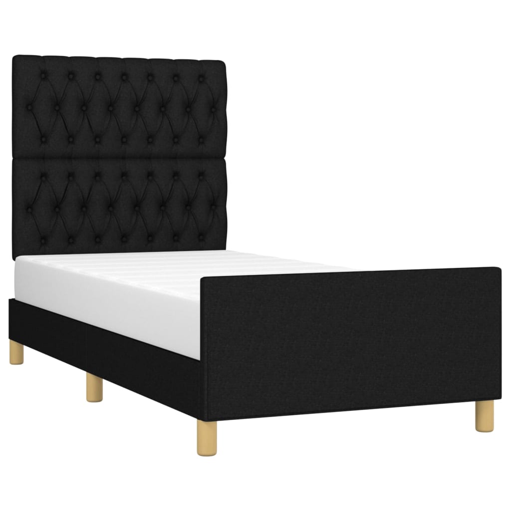 vidaXL Bedframe zonder matras 100x200 cm stof zwart afbeelding