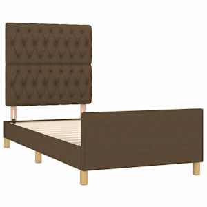 Rám postele bez matrace tmavě hnědá 100 x 200 cm textil - obrázek 4