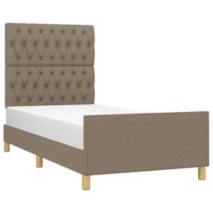 Rám postele bez matrace taupe 100 x 200 cm textil - obrázek 3