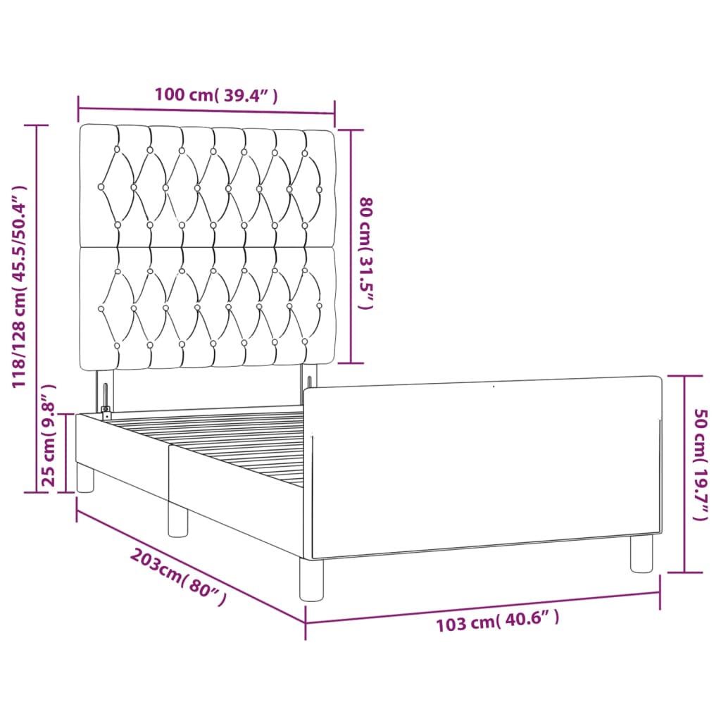 Rám postele bez matrací modrá 100x200 cm textil - obrázek 14