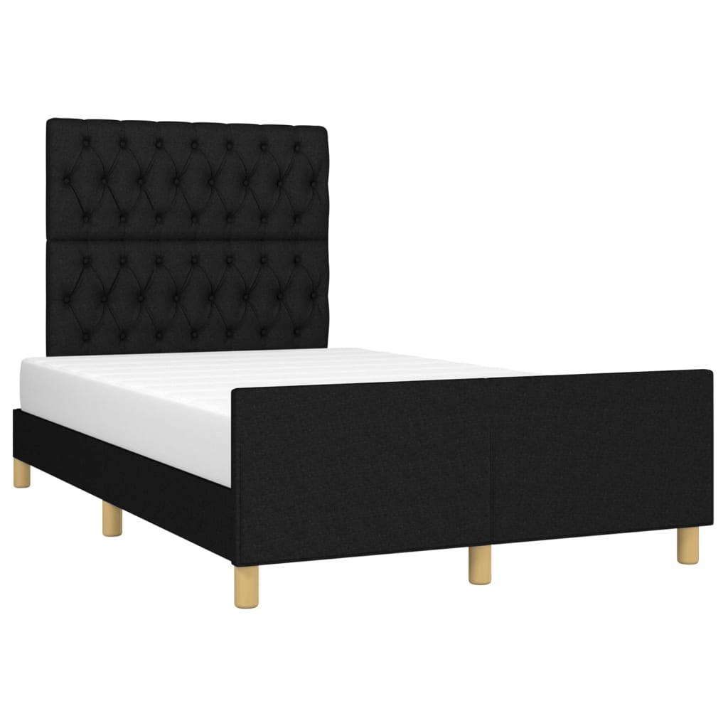 vidaXL fekete szövet ágykeret matrac nélkül 120x200 cm