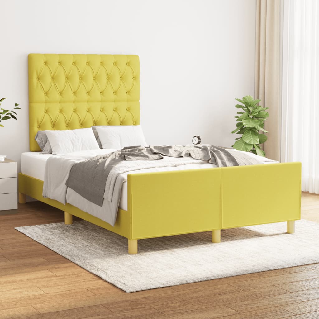 vidaXL Cadru de pat cu tăblie, verde, 120×200 cm, textil 120x200 imagine noua