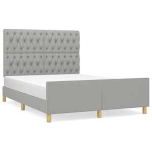 Rám postele bez matrace světle šedý 140 x 190 cm textil - obrázek 2