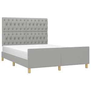 Rám postele bez matrace světle šedý 140 x 190 cm textil - obrázek 3