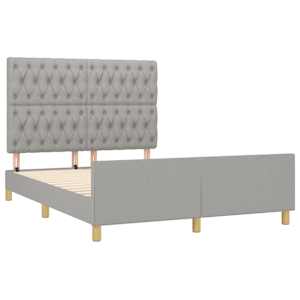 Rám postele bez matrace světle šedý 140 x 190 cm textil - obrázek 4