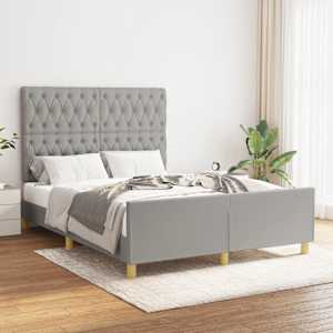 Rám postele bez matrace světle šedý 140 x 190 cm textil - obrázek 1