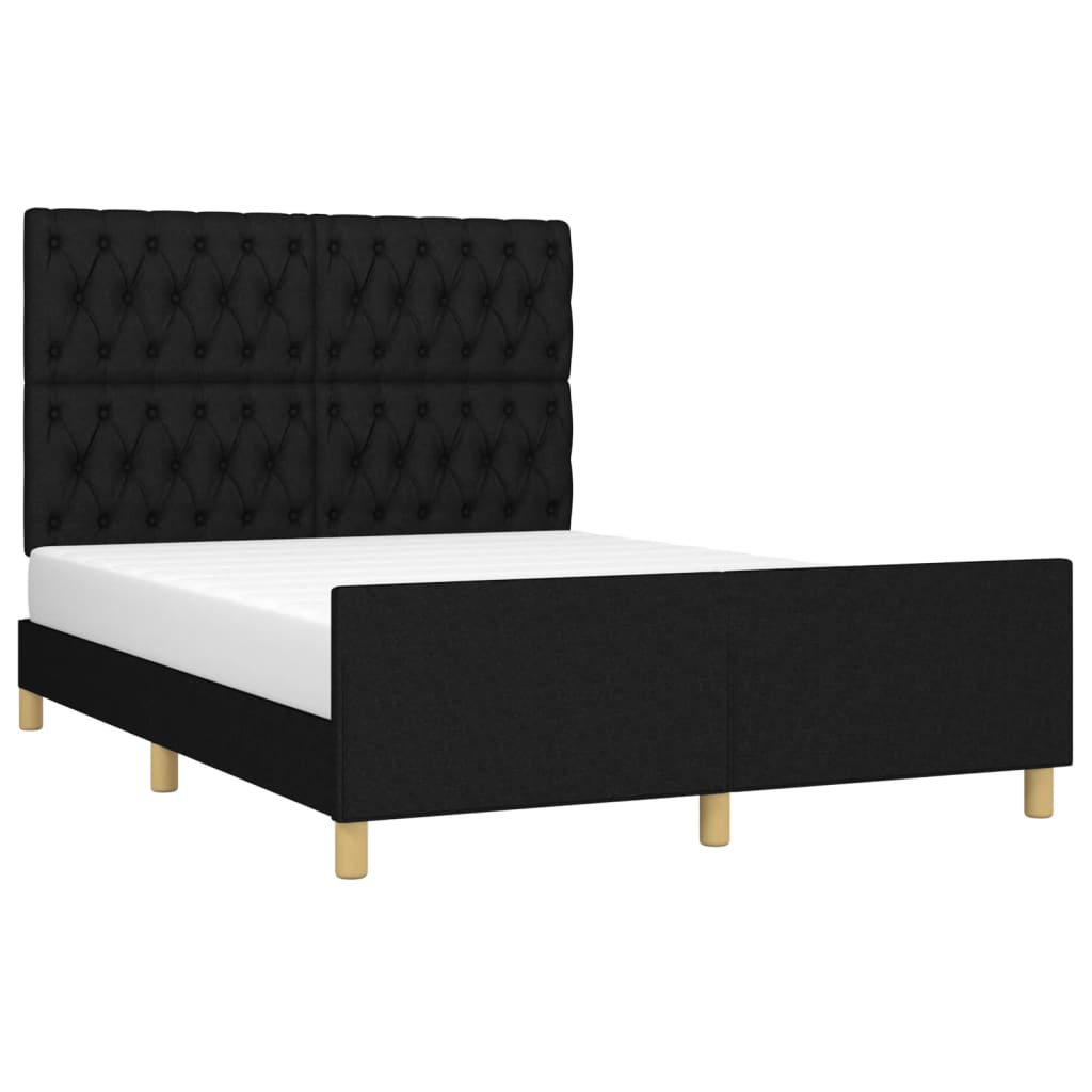 vidaXL Bedframe zonder matras stof zwart 140x190 cm afbeelding
