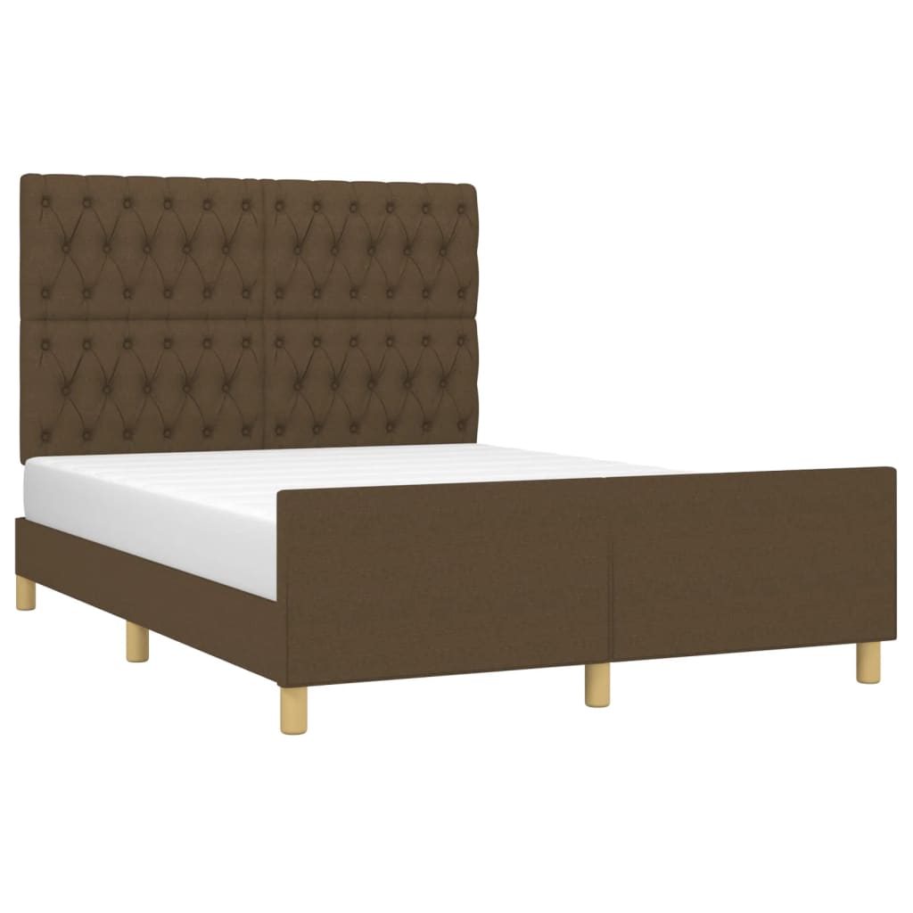 vidaXL Bedframe zonder matras stof donkerbruin 140x190 cm afbeelding