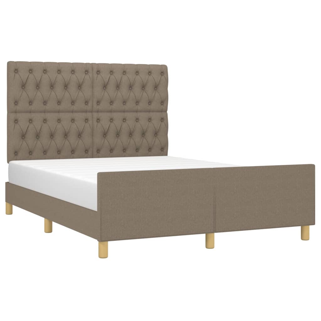 vidaXL Bedframe zonder matras stof taupe 140x190 cm afbeelding