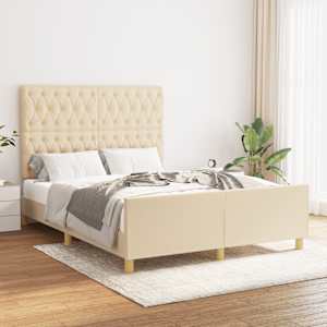 Rám postele bez matrace krémový 140 x 190 cm textil - obrázek 1