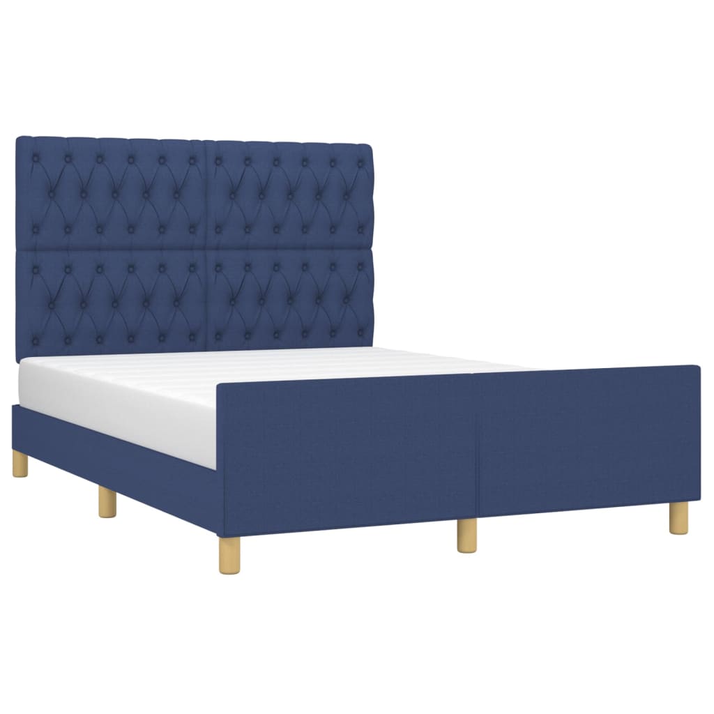 vidaXL Bedframe zonder matras stof blauw 140x200 cm afbeelding