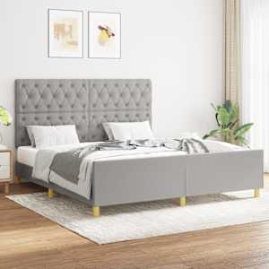 Rám postele bez matrace světle šedý 160 x 200 cm textil - obrázek 1