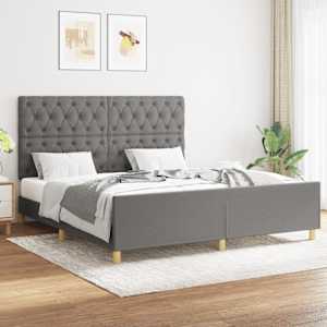 Rám postele bez matrace tmavě šedý 160 x 200 cm textil - obrázek 1
