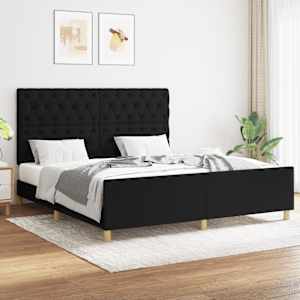 Rám postele bez matrace černý 160 x 200 cm textil - obrázek 1