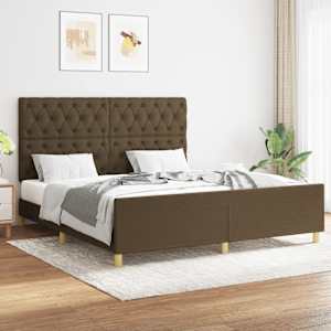 Rám postele bez matrace tmavě hnědý 160 x 200 cm textil - obrázek 1