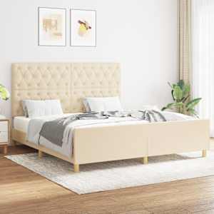 Rám postele bez matrace krémový 160 x 200 cm textil - obrázek 1