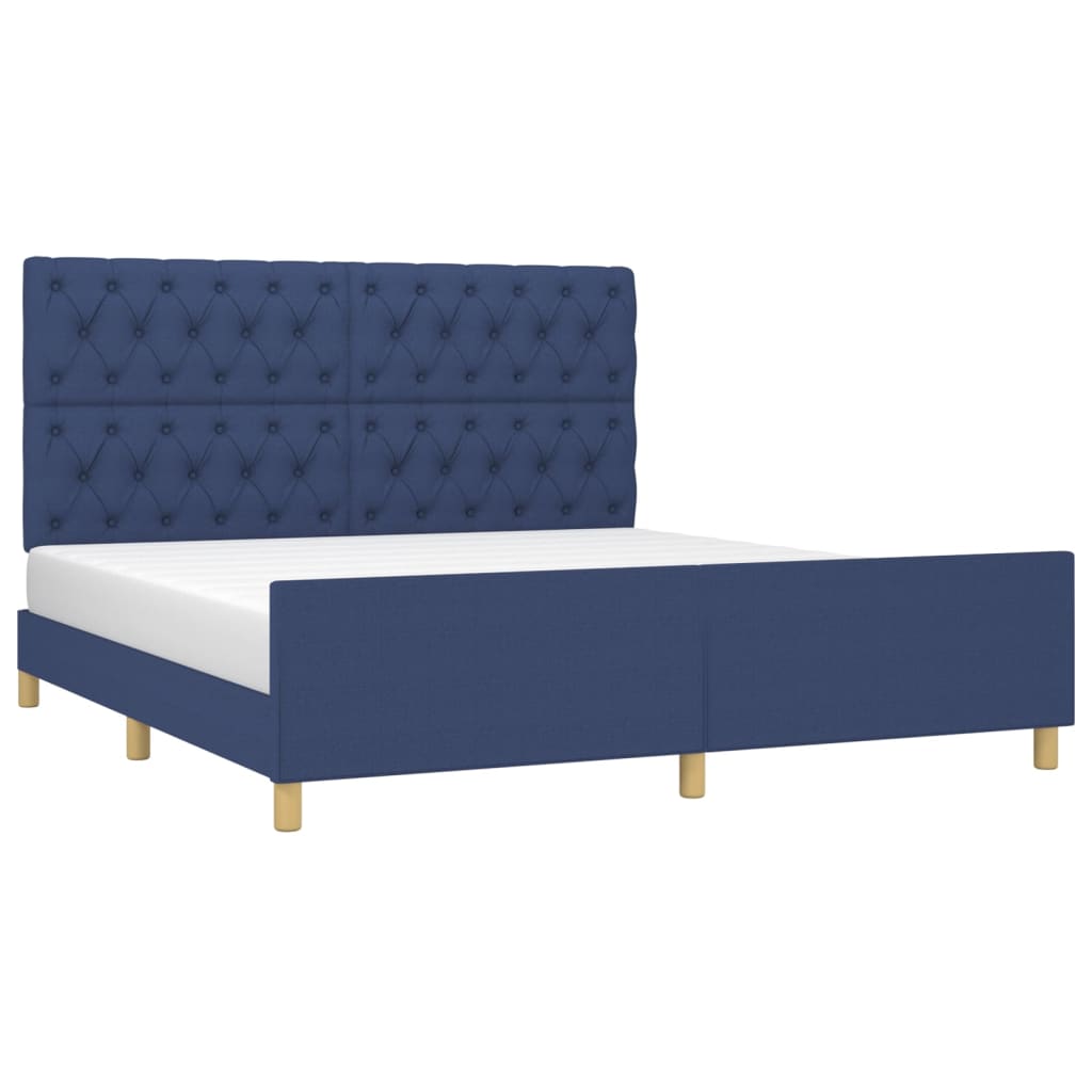 vidaXL Bedframe zonder matras stof blauw 160x200 cm afbeelding