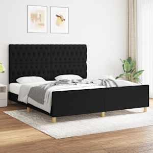 Rám postele bez matrace černý 180 x 200 cm textil - obrázek 1