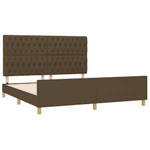 Rám postele bez matrace tmavě hnědý 180 x 200 cm textil - obrázek 4