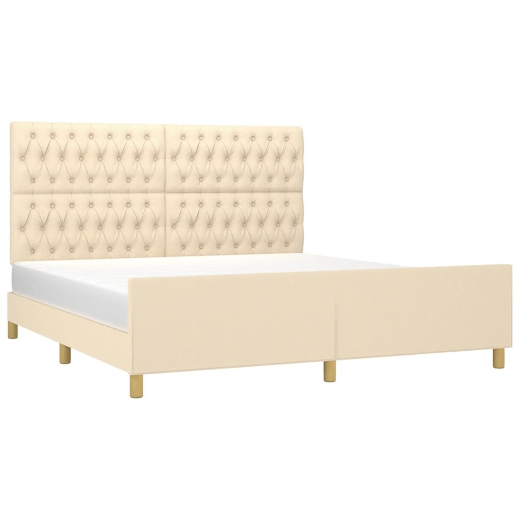 vidaXL Bedframe zonder matras stof crèmekleurig 180x200 cm afbeelding