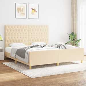 Rám postele bez matrace krémový 180 x 200 cm textil - obrázek 1